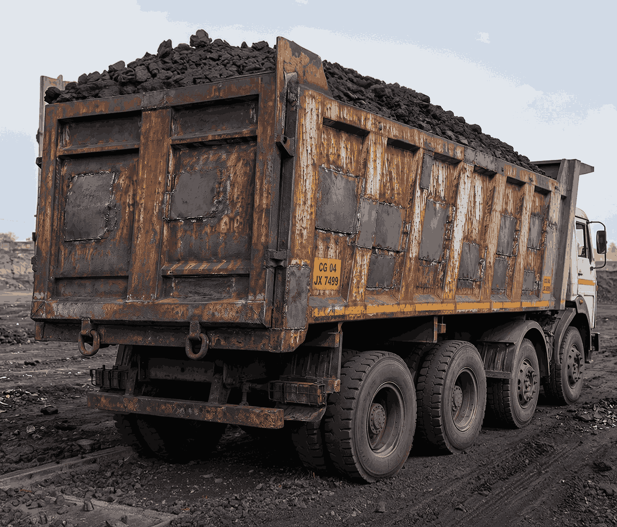 Corroded coal tipper body