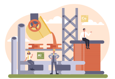 Illustration of a copper smelting plant
