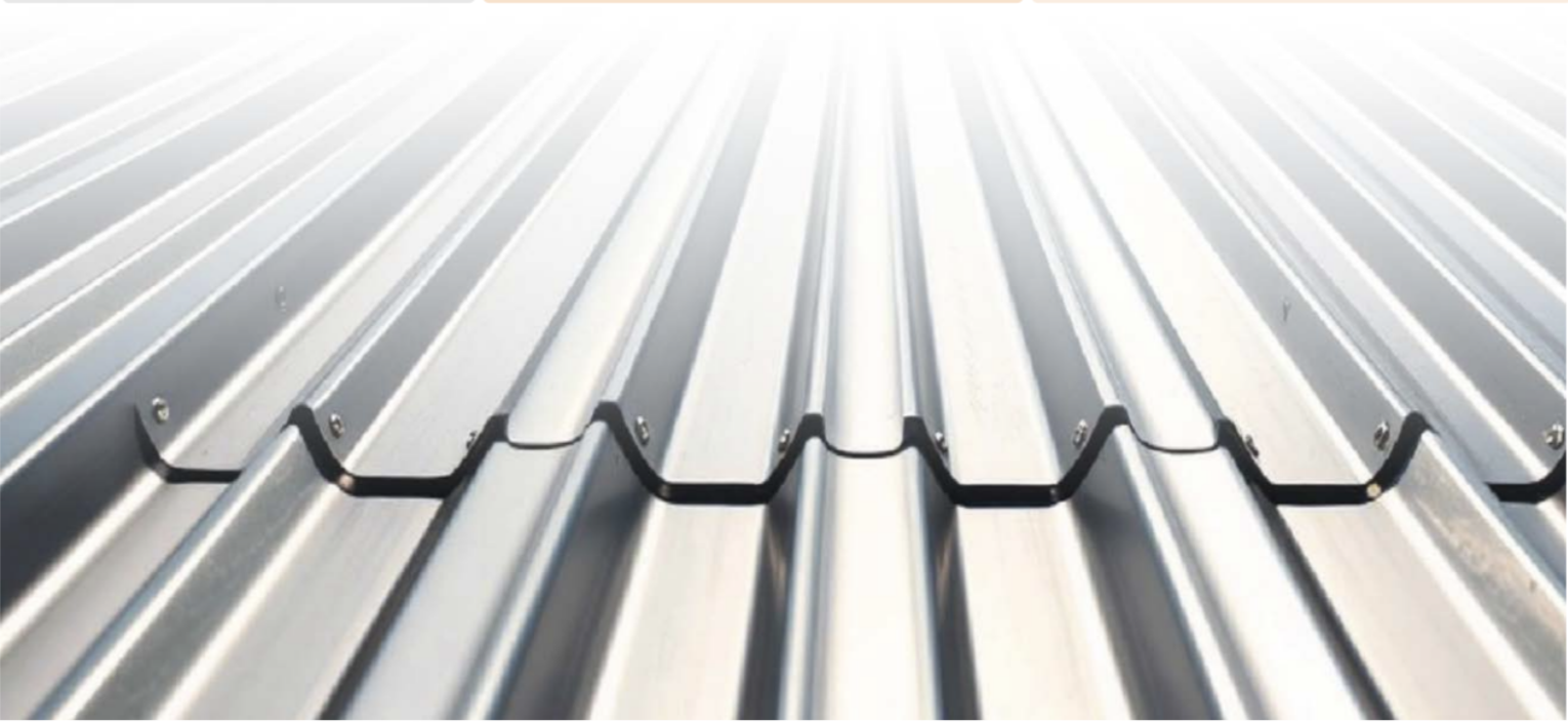 Stainless steel roofing panels installed on an industrial facility