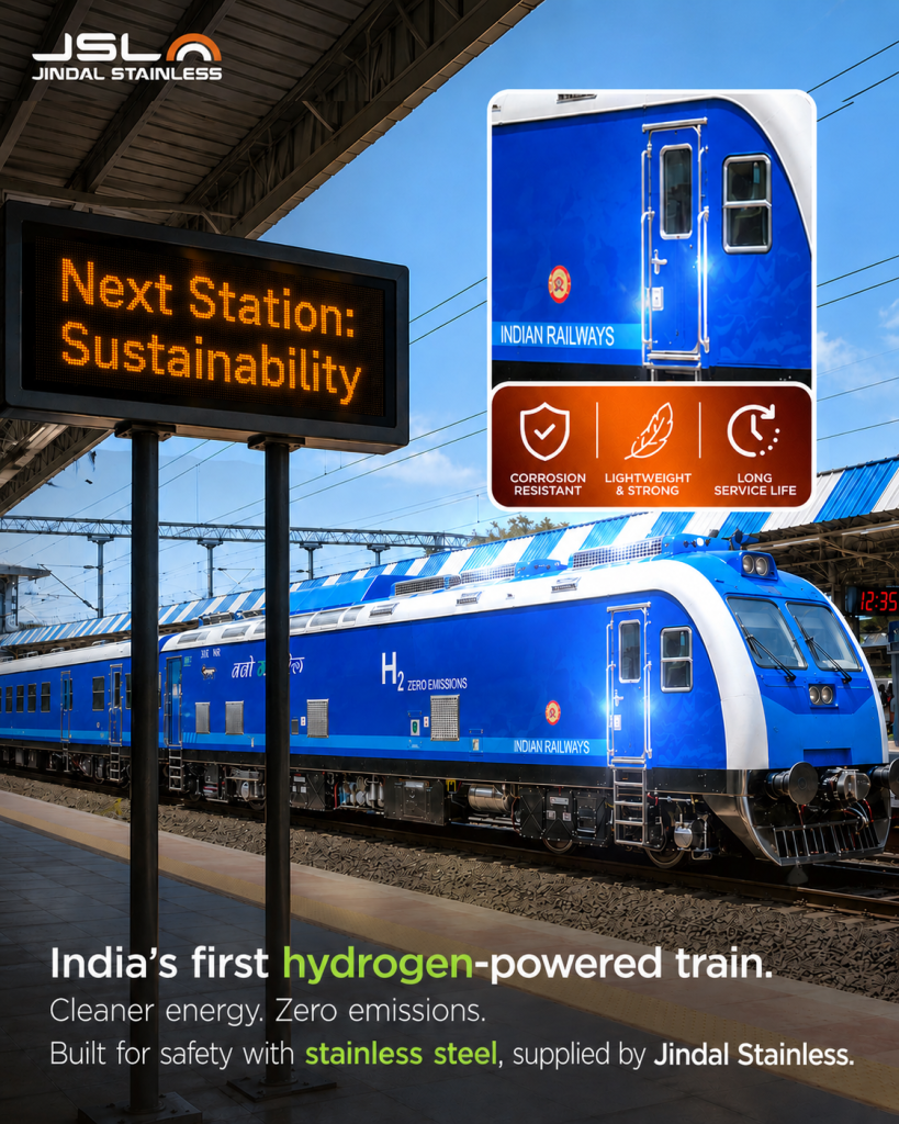 Jindal Stainless supplies stainless steel for India’s first hydrogen-powered train, advances cleaner and smarter mobility